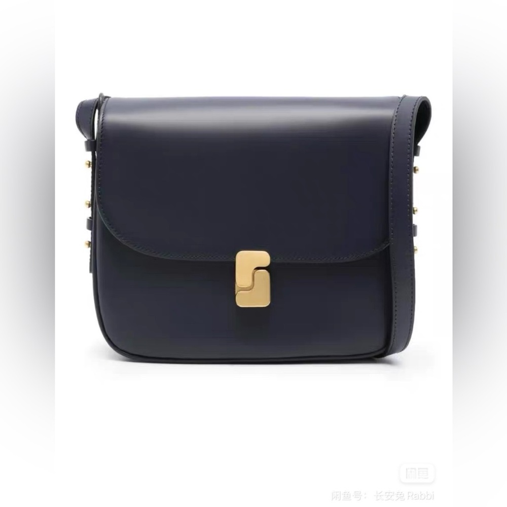 soeur Navy Crossbody Bag with Gold Hardware